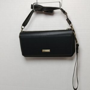Caseme Sleek Black Leather Wristlet Clutch